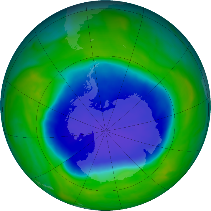 Antarctic ozone map for 16 November 2008